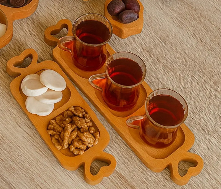 اردو خوری چوبی مدل چندخانه طرح برگ