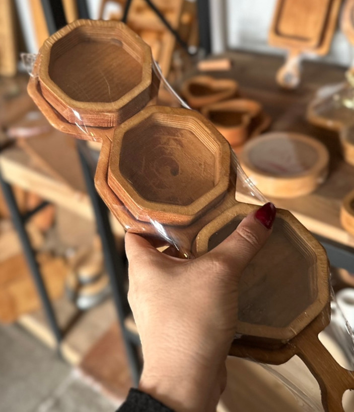 اردو خوری چوبی ۴ تکه مدل راکتی پیالهدار