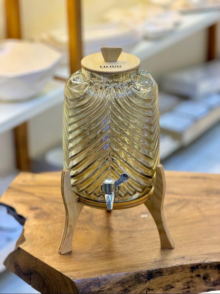 کلمن شیشه با پایه چوبی مدل رویال