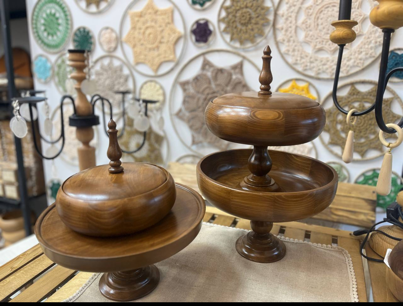 ست پایه دار پذیرایی چوبی لوکس